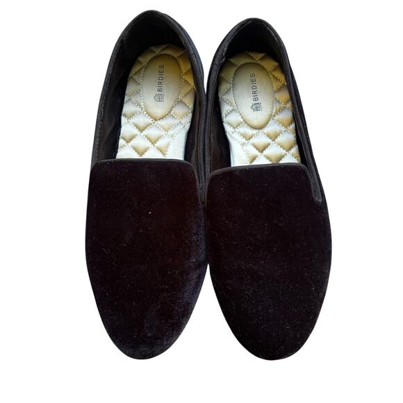 Birdies The Starling Velvet Flats Womens Black Slip On Quilted Footbed FLAW - Picture 2 of 11